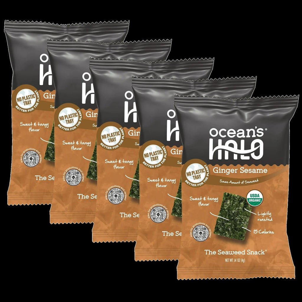 Organic Ginger Sesame Trayless Seaweed Snacks (5 Pack)