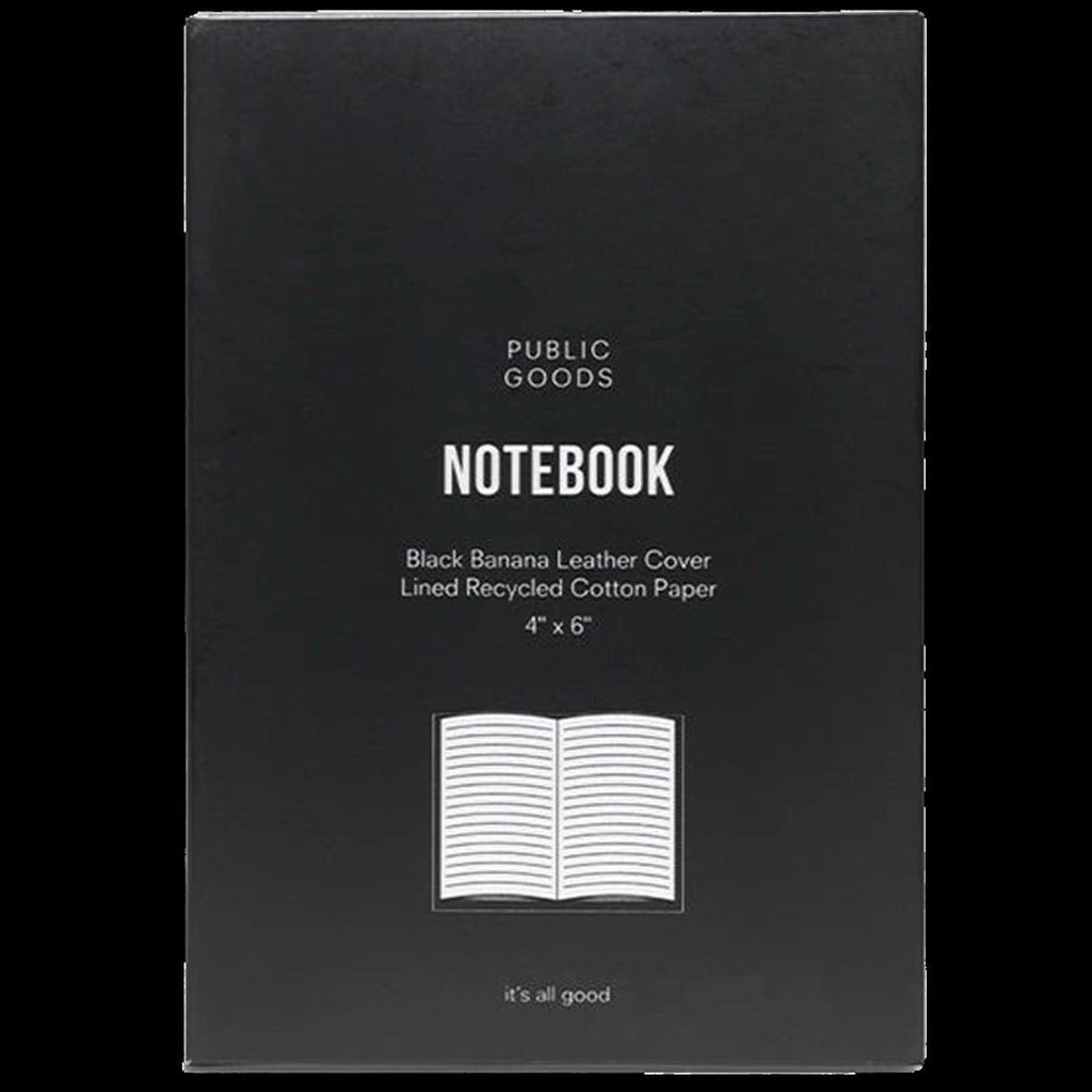 Plant Leather Notebook Med Blk Lined