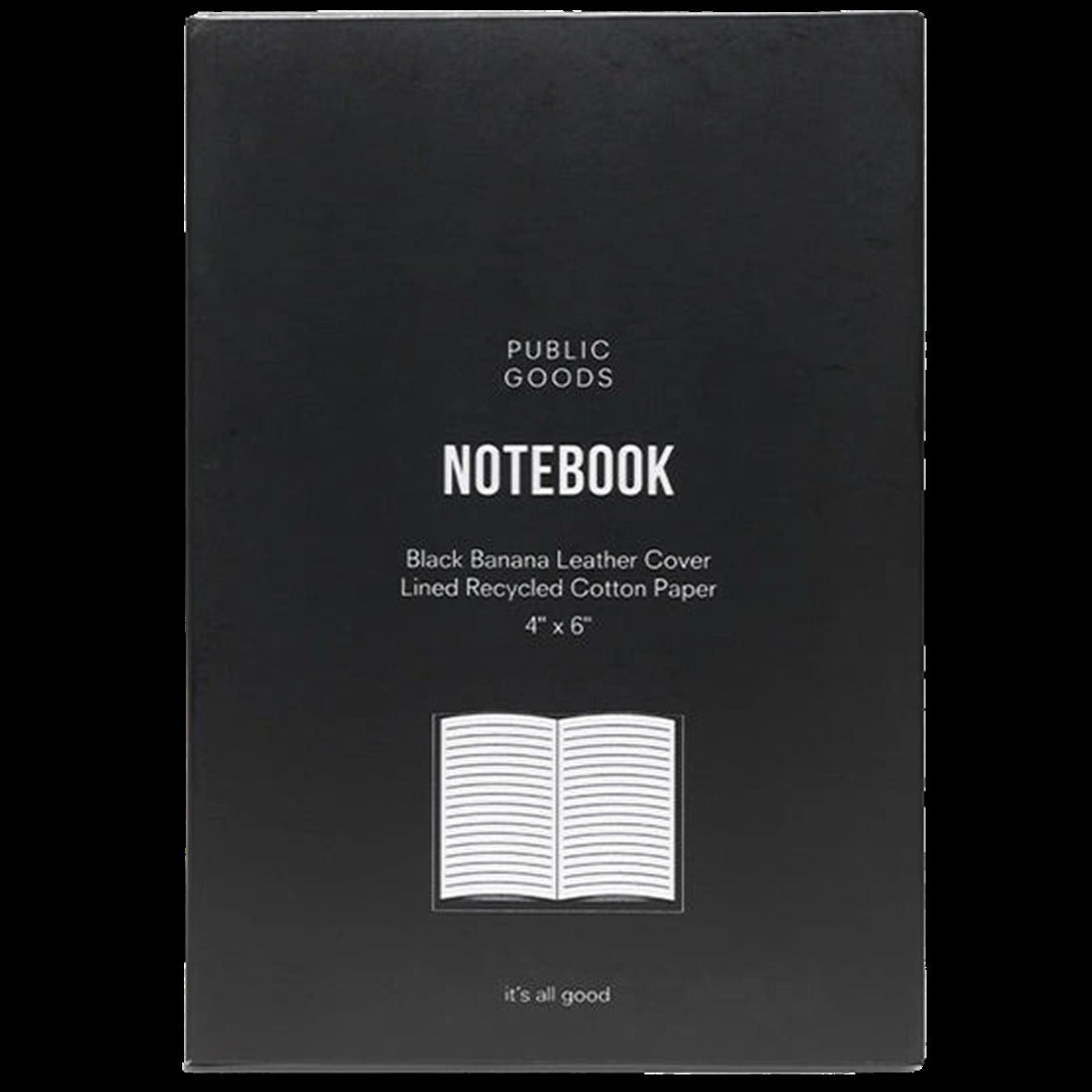 Plant Leather Notebook Med Blk Lined