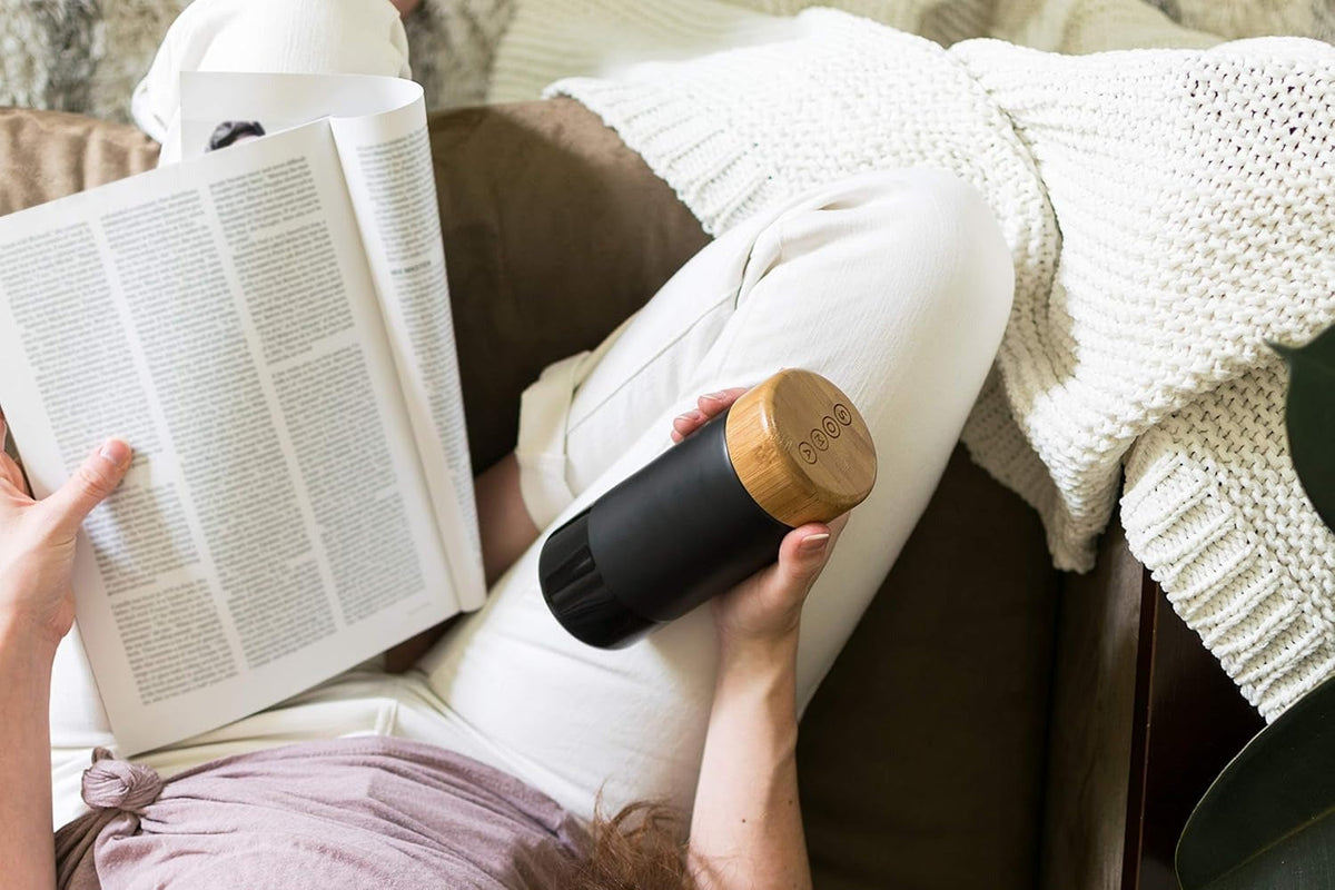 12oz Insulated Ceramic Mug With Bamboo Lid - Black