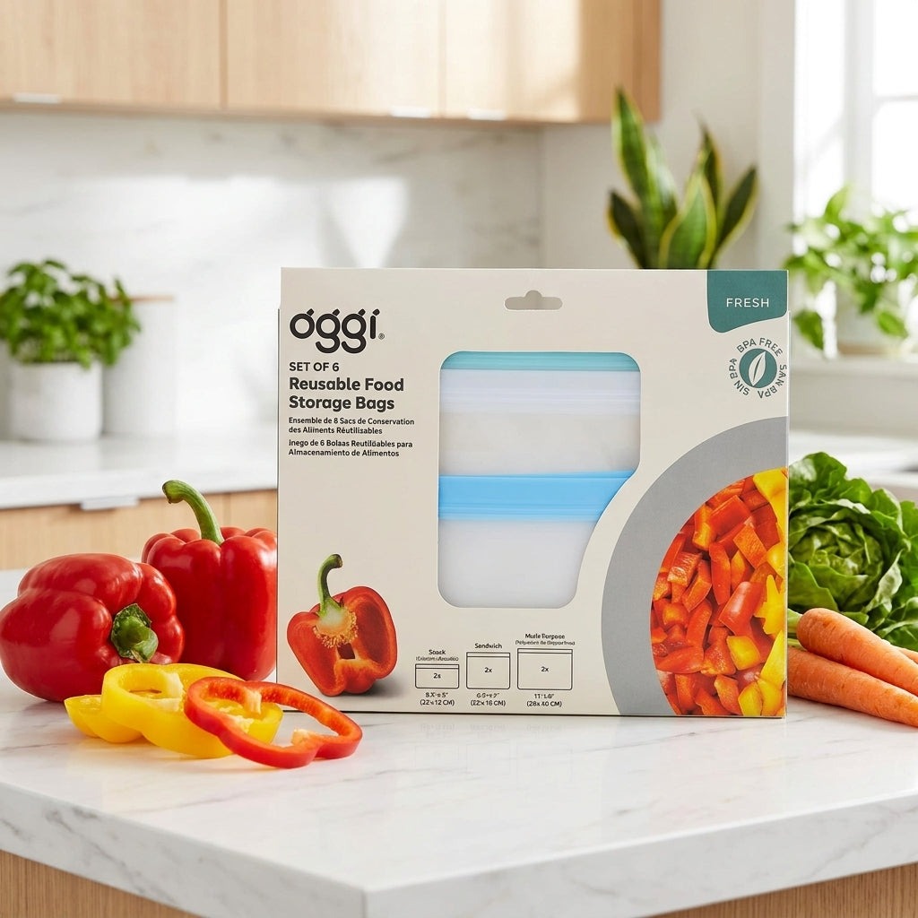 Reusable PEVA Food Bag - Assorted Sizes (6 CT)