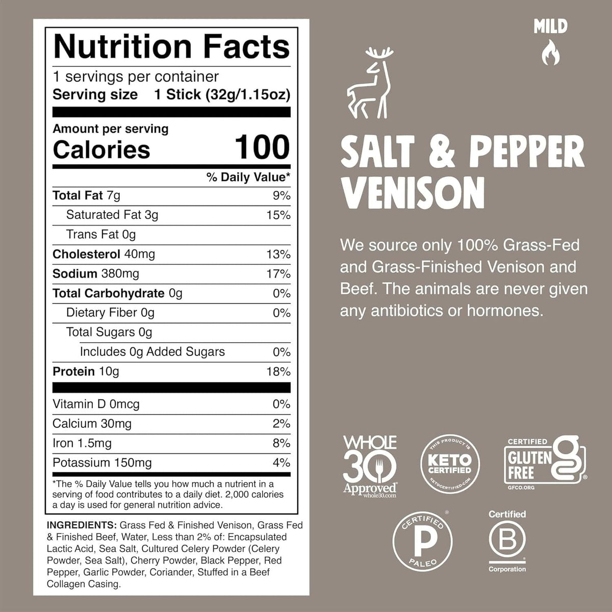 Venison Pepper & Sea Salt Stick (24 CT)