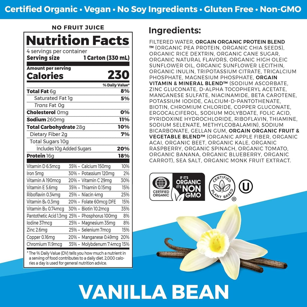 Organic Vanilla Bean Protein Shake (4 Pack)