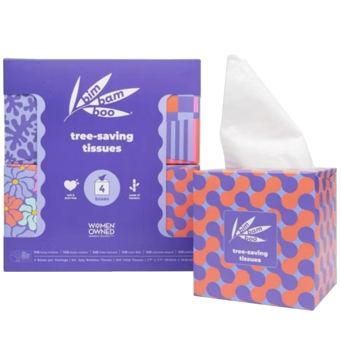 Facial Tissue Cube (4 CT) Ultra Soft 3-Ply Bamboo