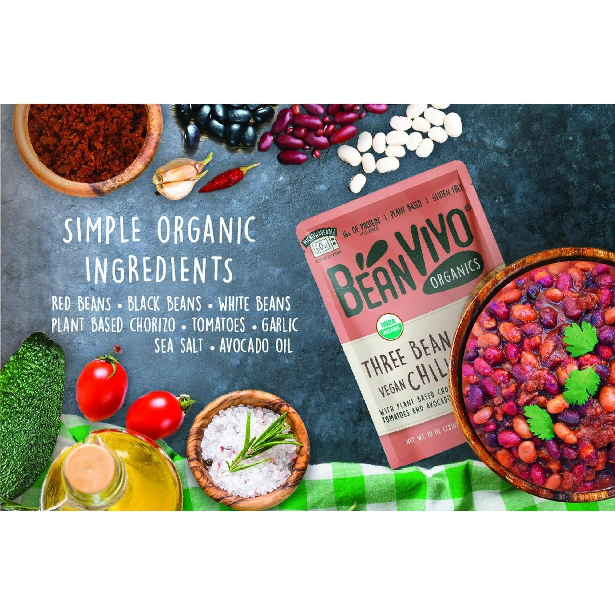 Organic Three Bean Vegan Chili (6 Pack)