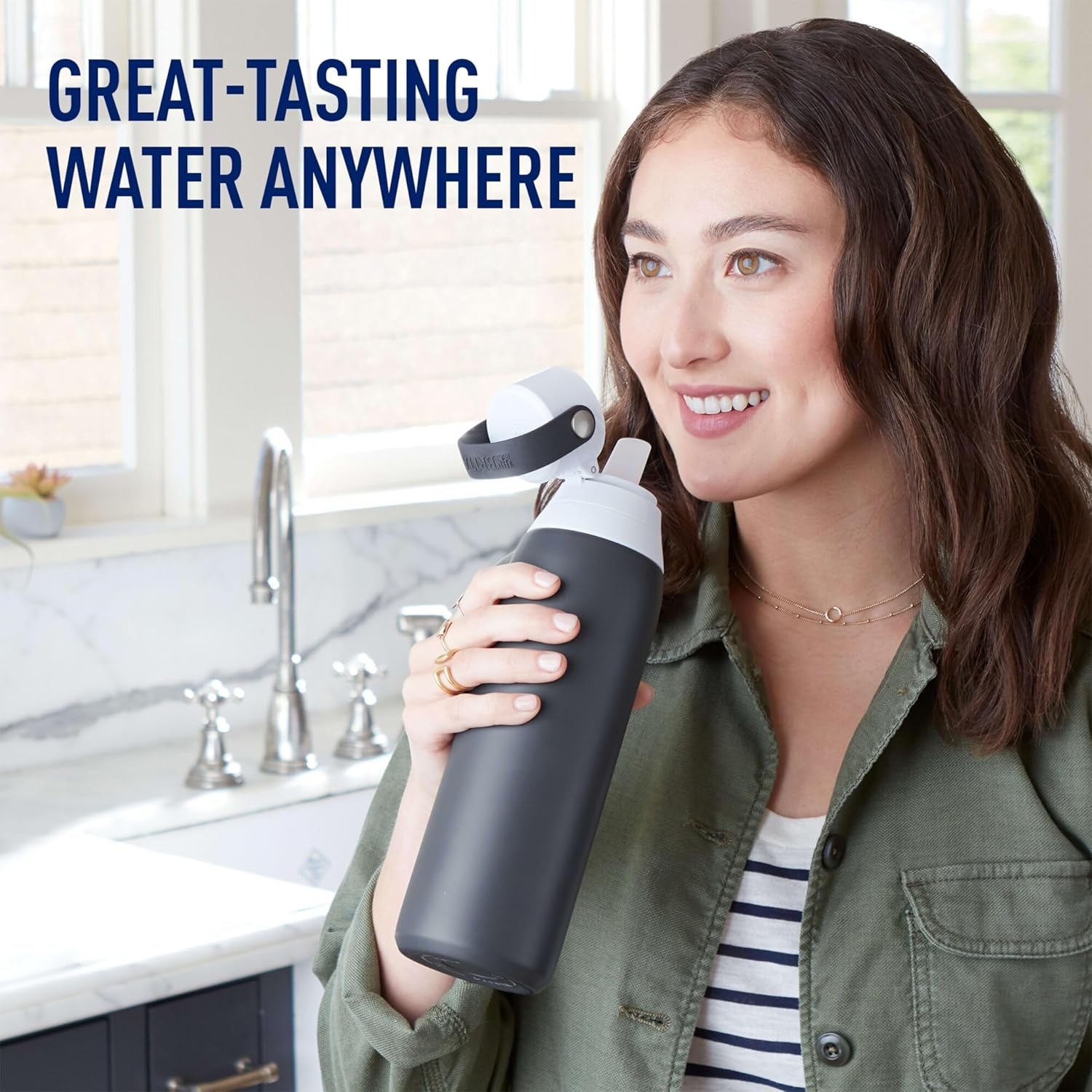 Stainless Steel Water Bottle with Filter Carbon - 32 oz Bottle