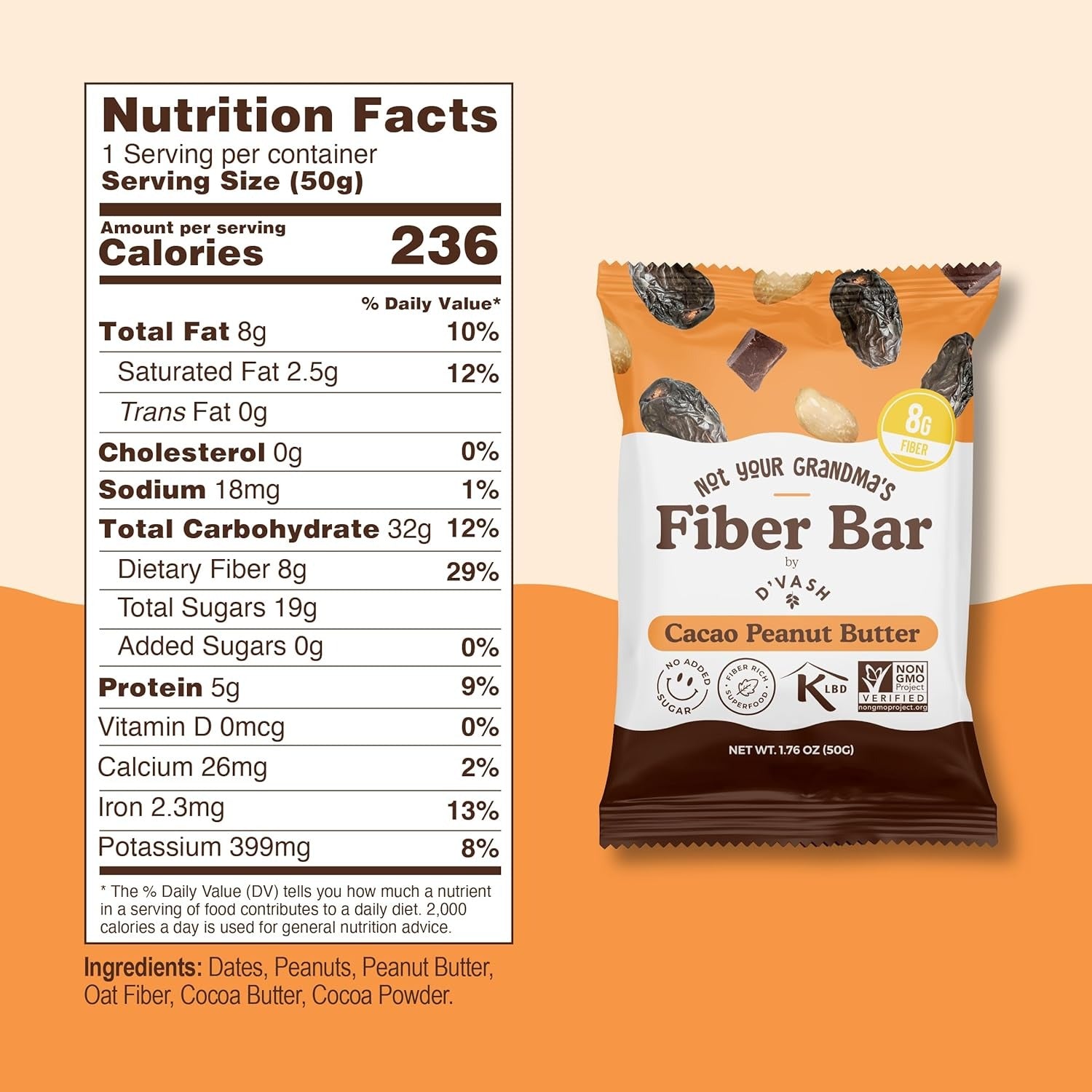 Peanut Butter Fiber bars (6 CT)