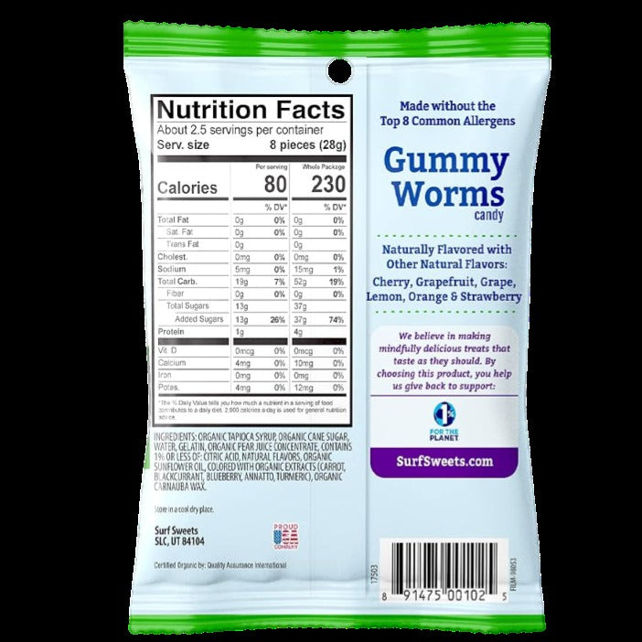 Organic Fruity Gummy Worms (12 CT)