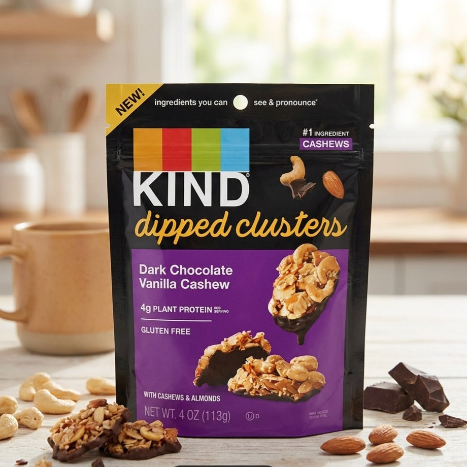 Dark Chocolate Vanilla Cashew Dipped Clusters