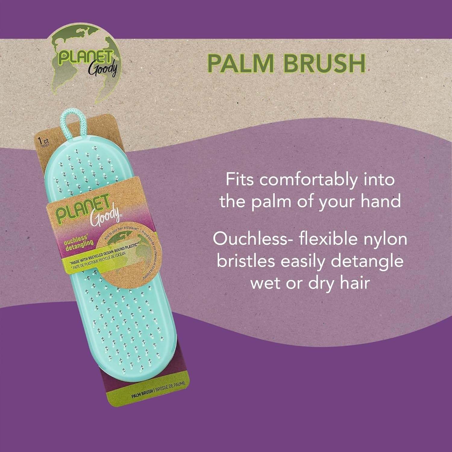 Planet Detangling Palm Hair Brush - Teal