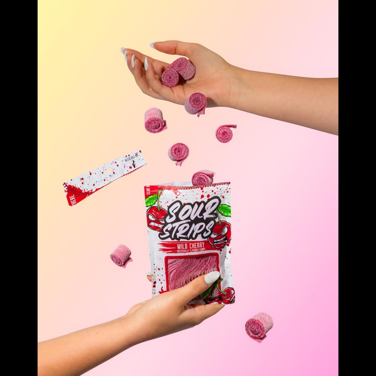 Sour Strips Wild Cherry Candy Reseal Peg Bag