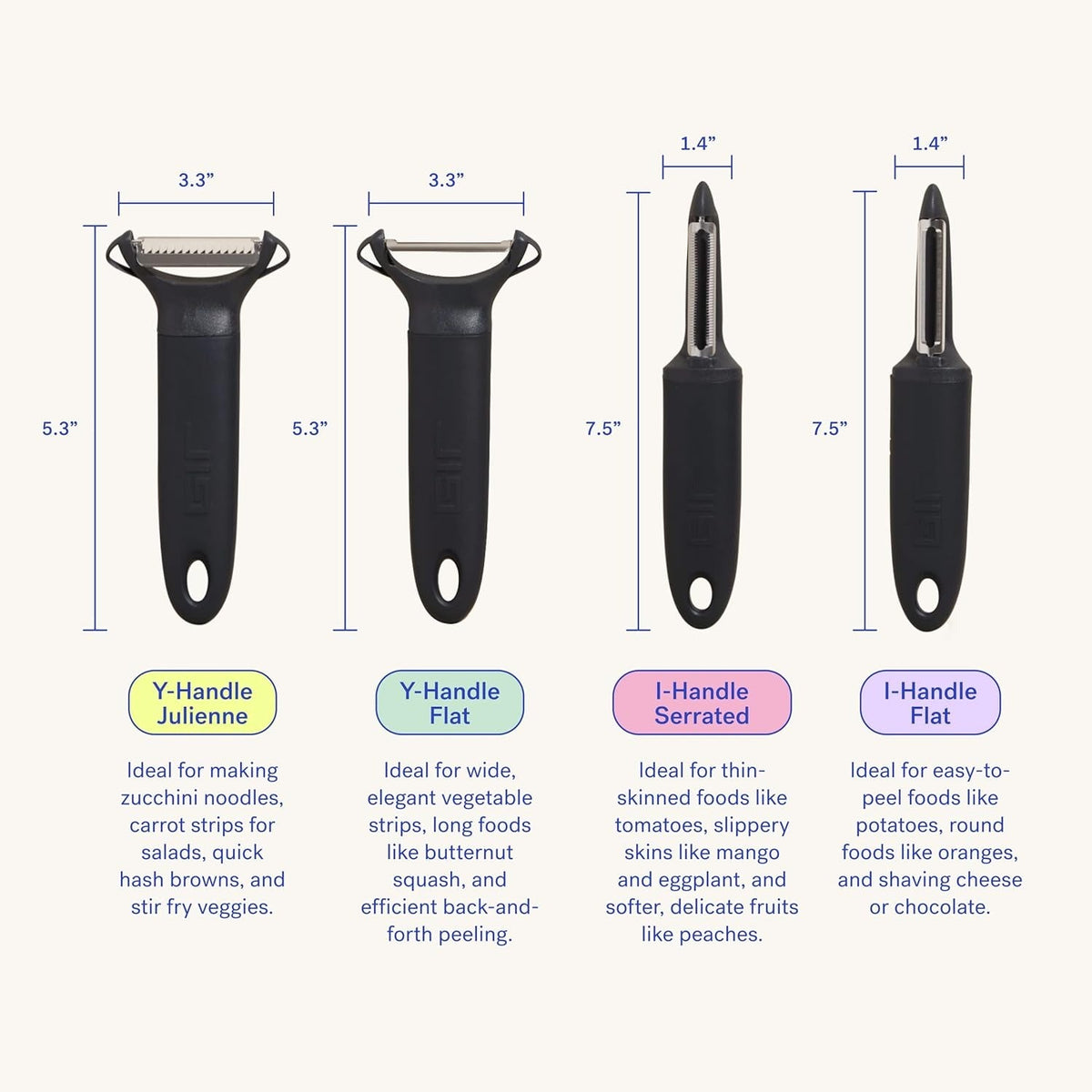 Y-Handle Julienne Peeler - Navy