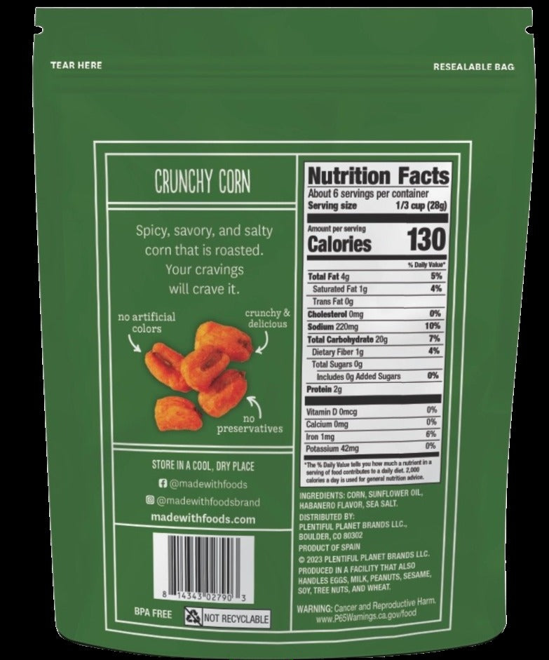 Habanero Flavored Crunchy Corn Tub