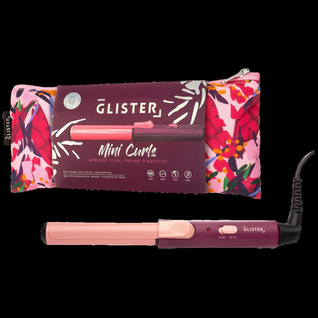 Mini Curls Travel Clip Curler with Carrying Pouch - Plum