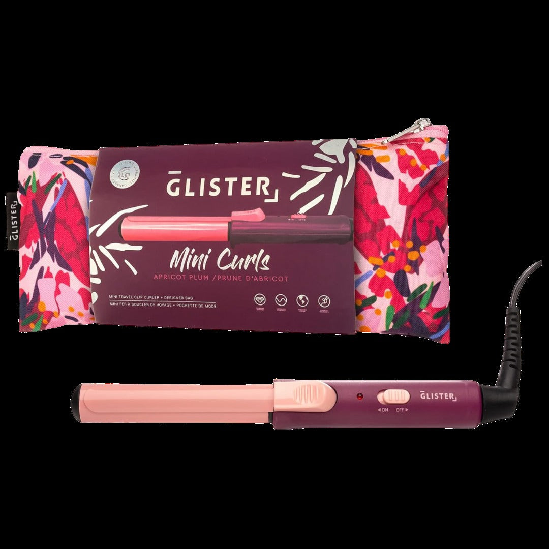 Mini Curls Travel Clip Curler with Carrying Pouch - Plum