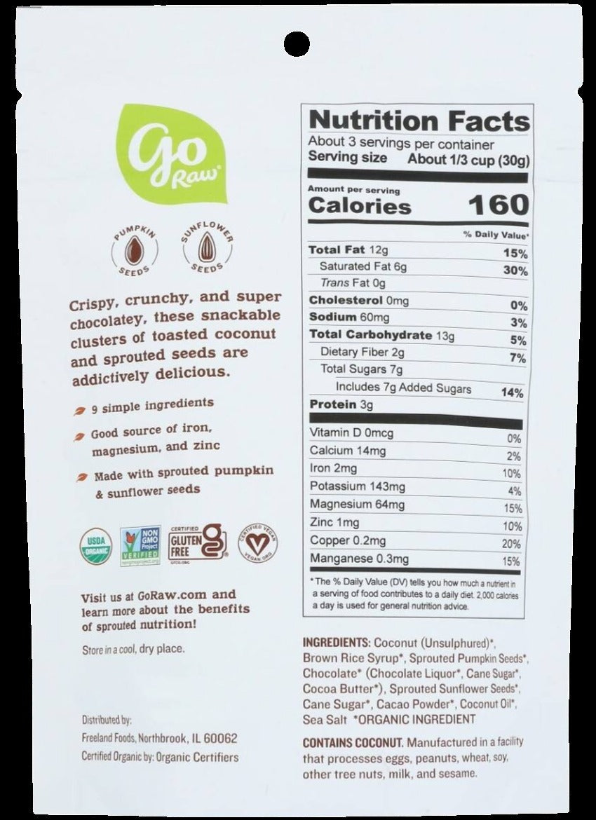 Dark Chocolate Sprouted Organic Seed Clusters