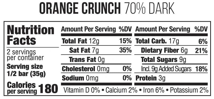 Organic Orange Crunch Dark Chocolate Bar (10 CT)