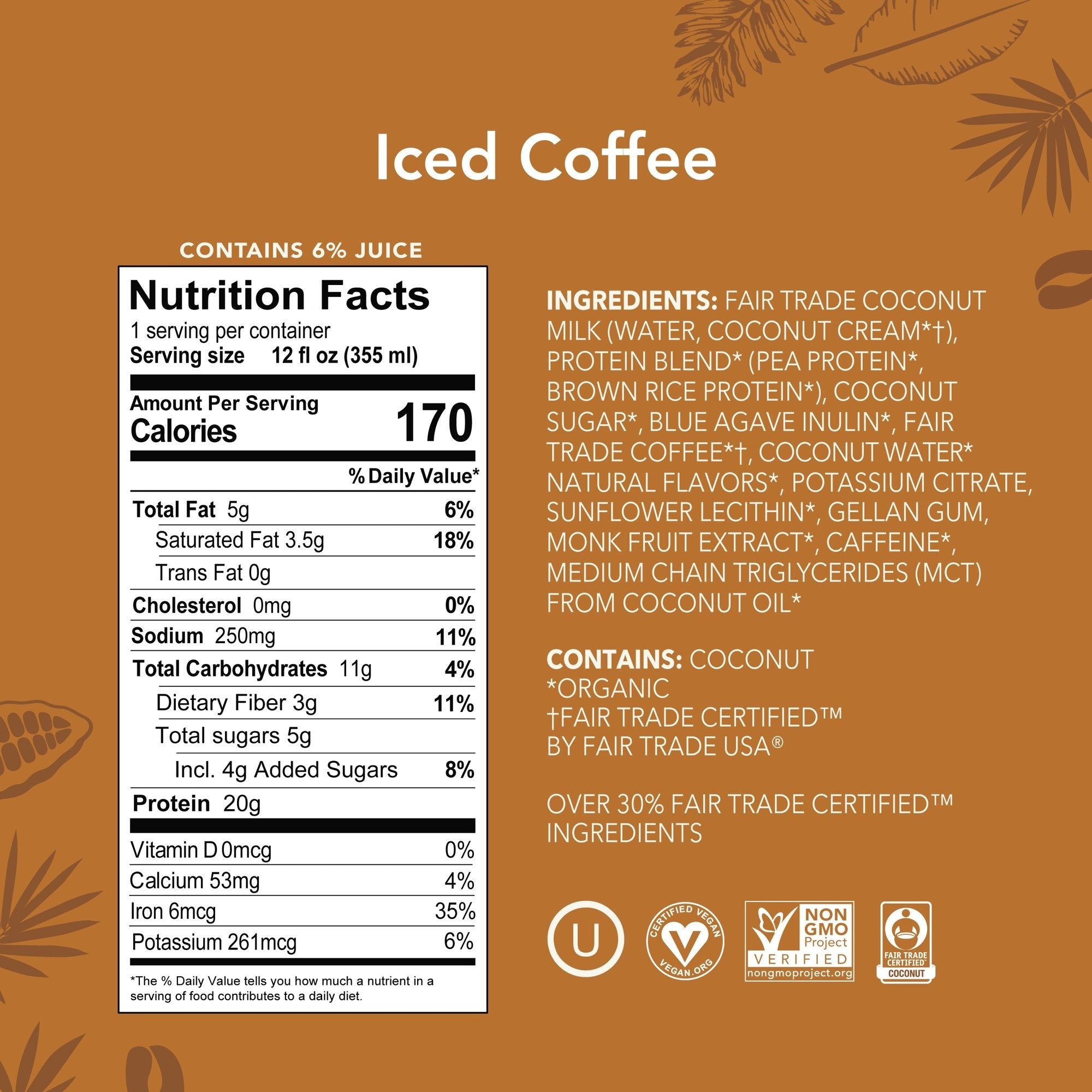 Plant Based Protein Iced Coffee (12 Pack)