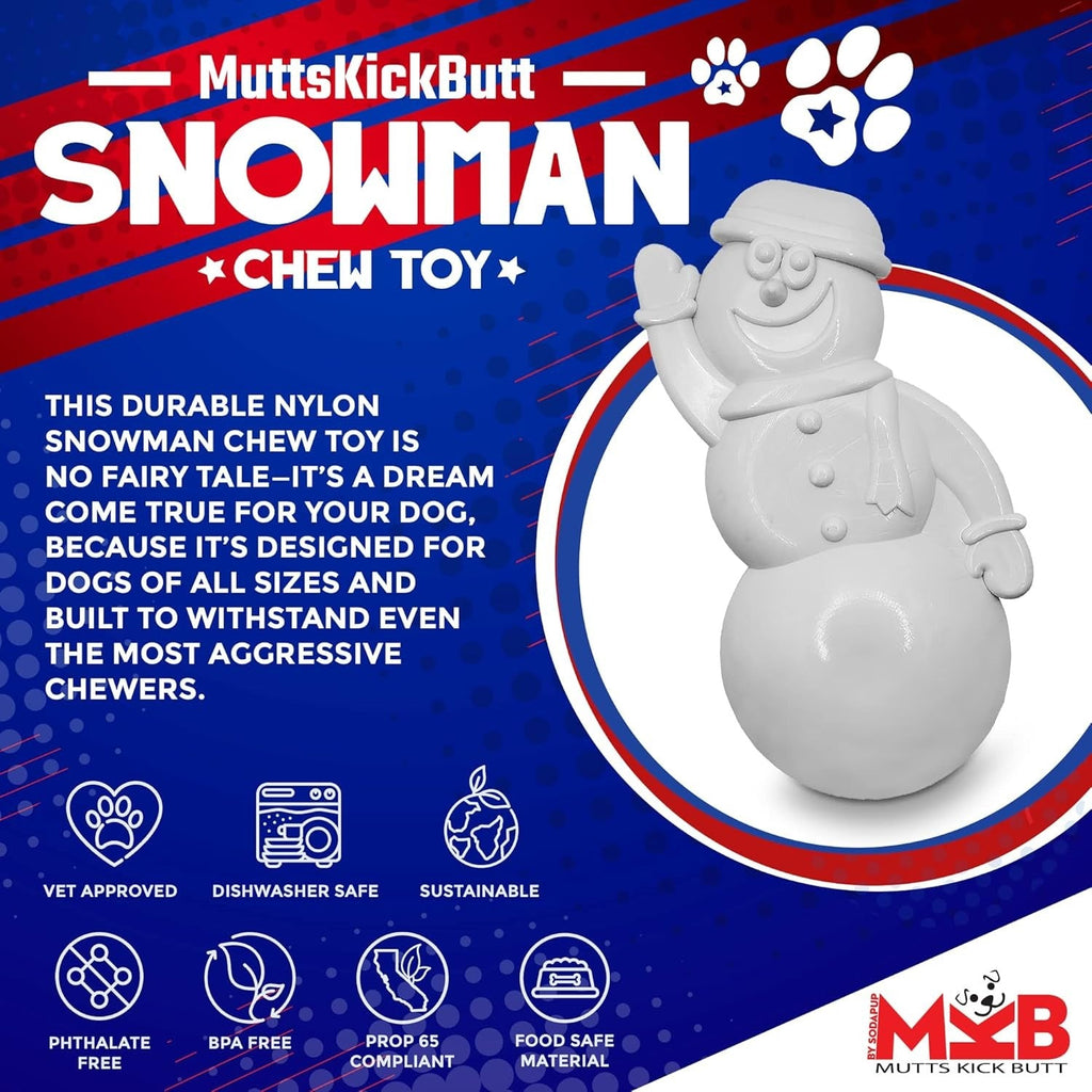 MuttsKickButt Snowman - Durable Dog Chew Toy