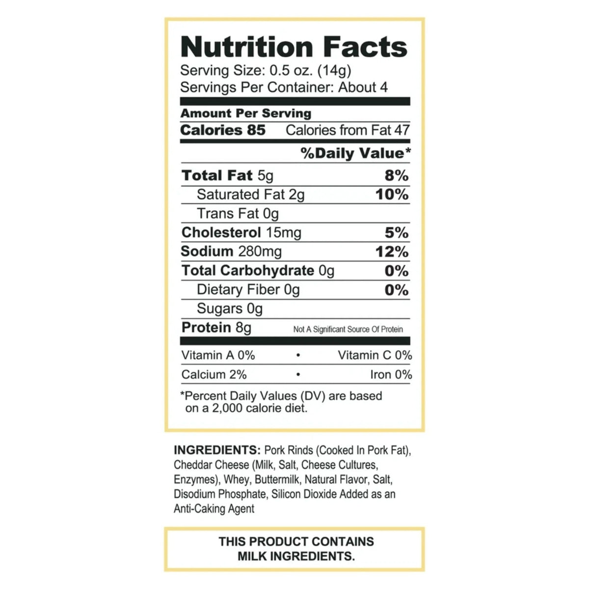 White Cheddar Fried Pork Rinds (12 CT)