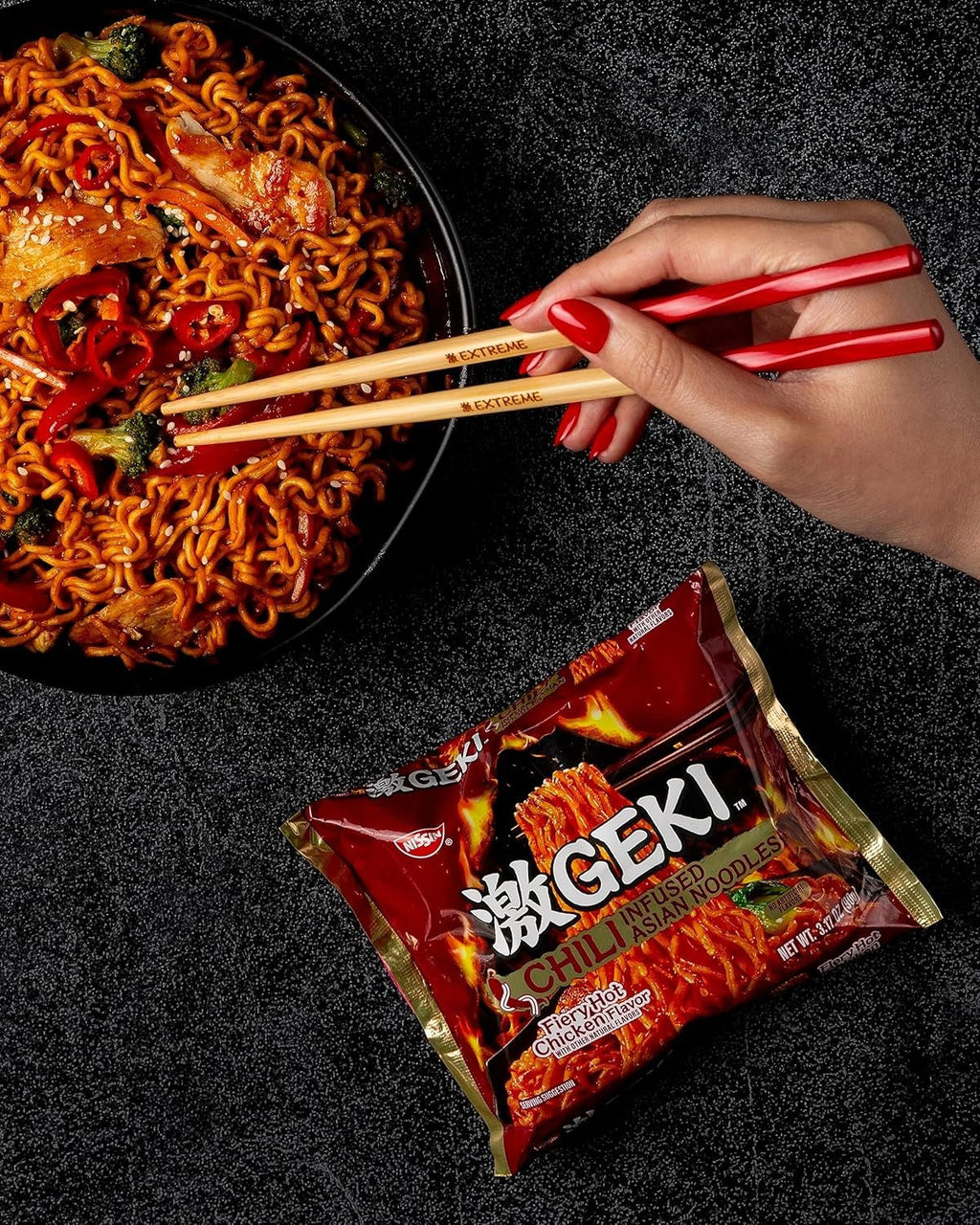 Geki Fiery Hot Chicken Asian Noodles (12 Pack)
