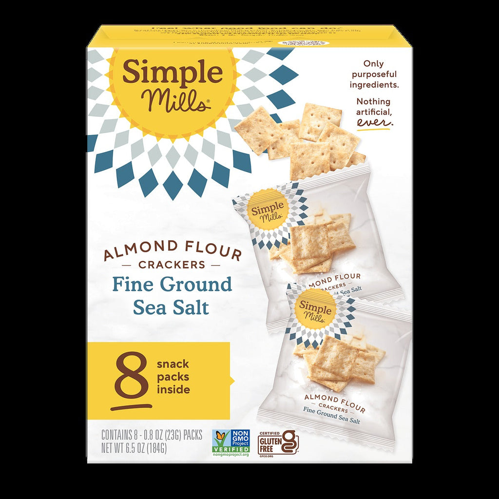 Almond Flour Crackers - Fine Ground Sea Salt Snack Pack (8 CT) (2 Pack)