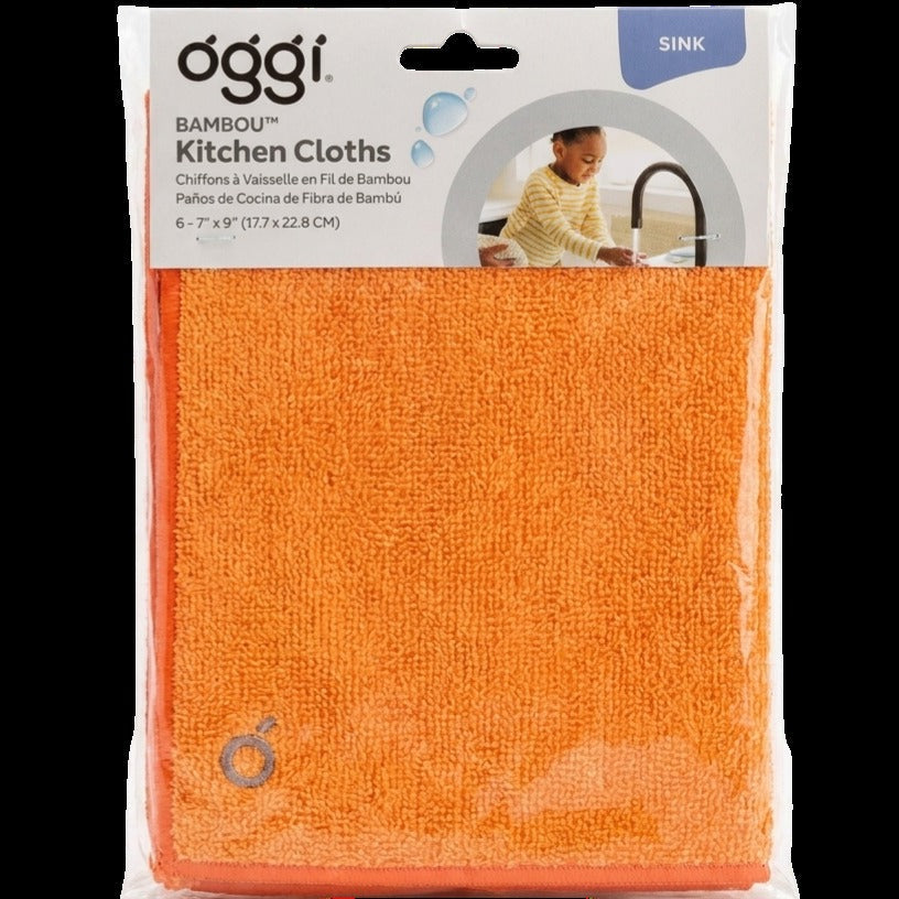 Bamboo Kitchen Cloths - Orange (6 CT)