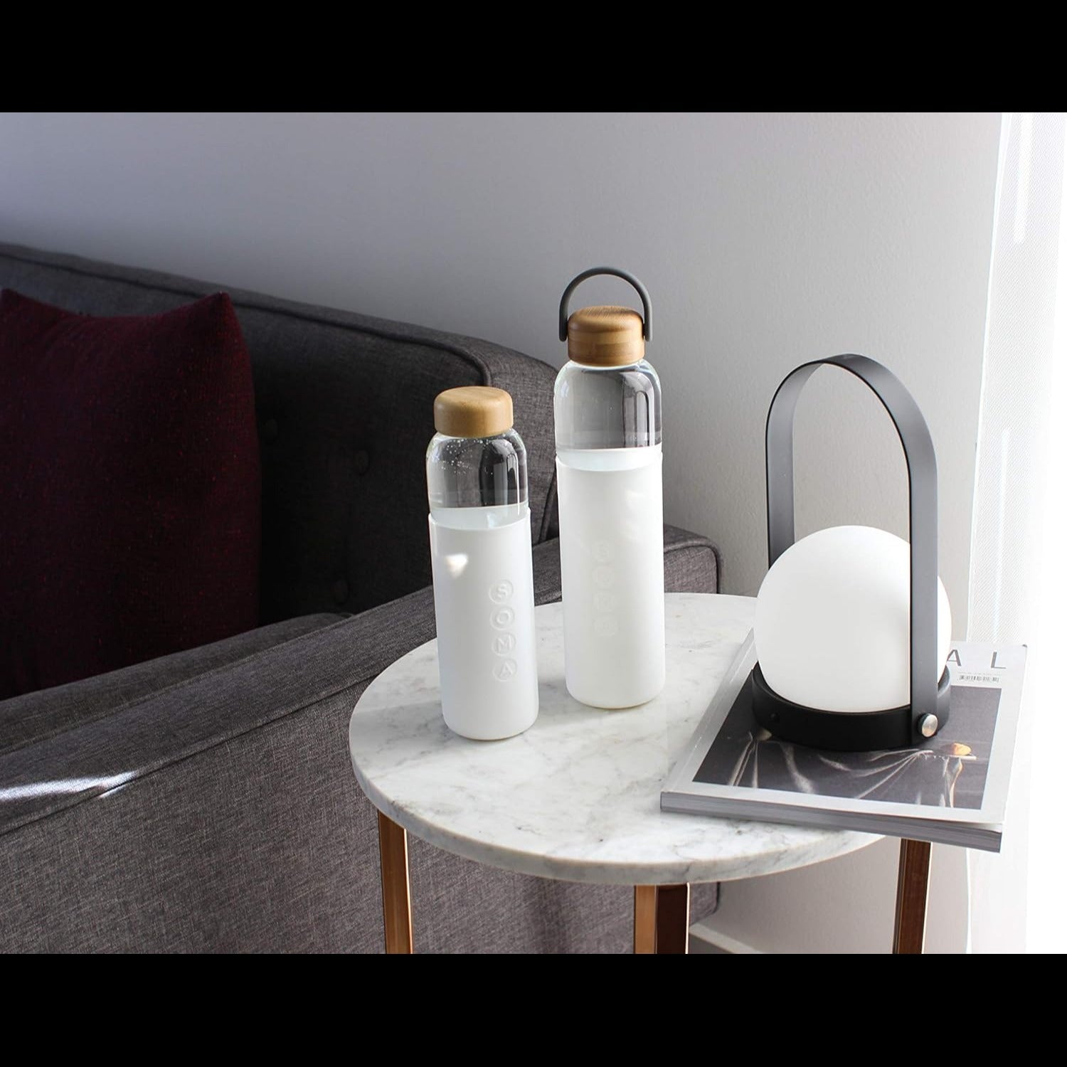 17oz Glass Water Bottle - White