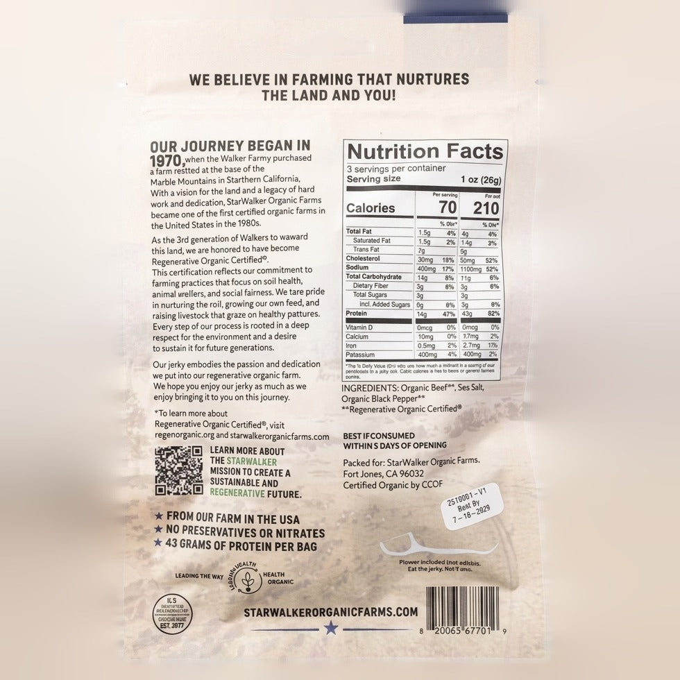 Organic Simply Salt And Pepper Beef Jerky