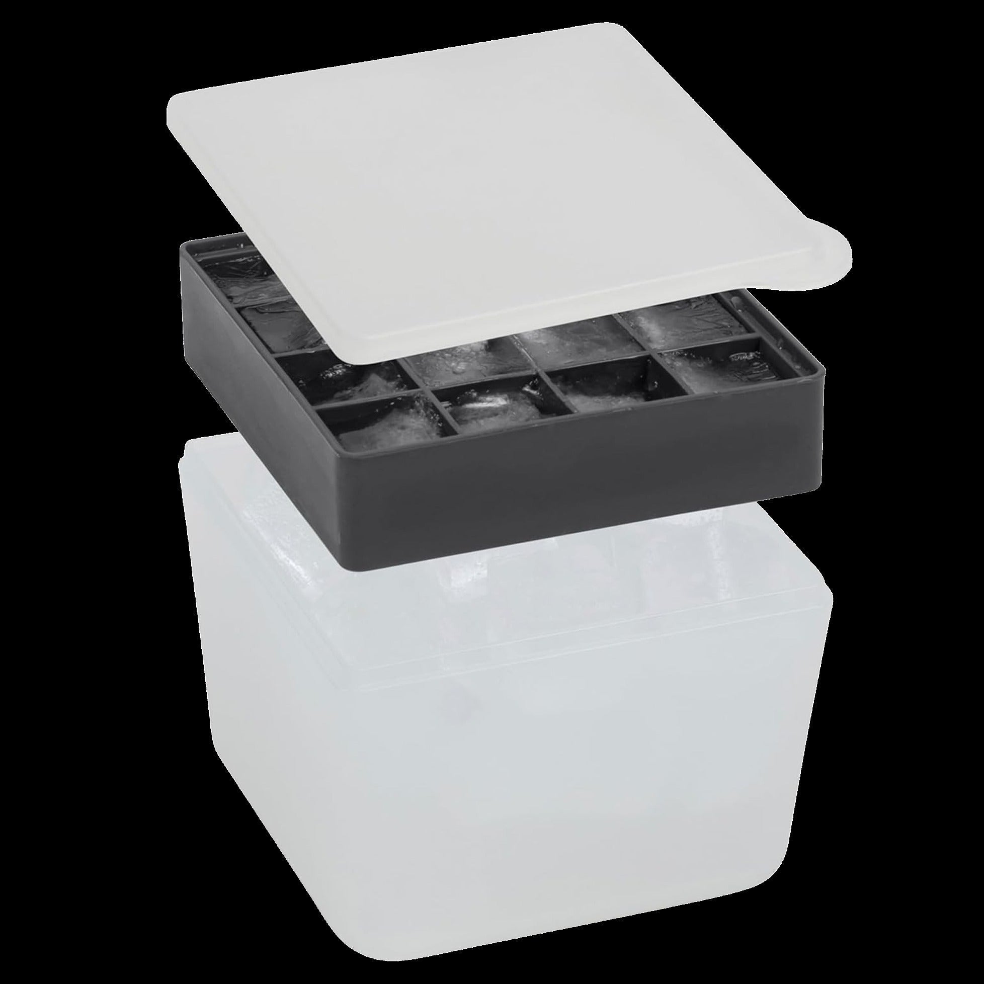 Mini Ice Box Silicone Ice Cube Tray with Lid & Bin - Charcoal
