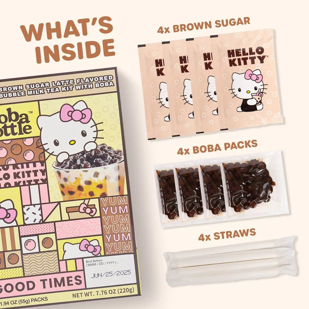 Hello Kitty Brown Sugar Latte Bubble Milk Tea (4 Pac)