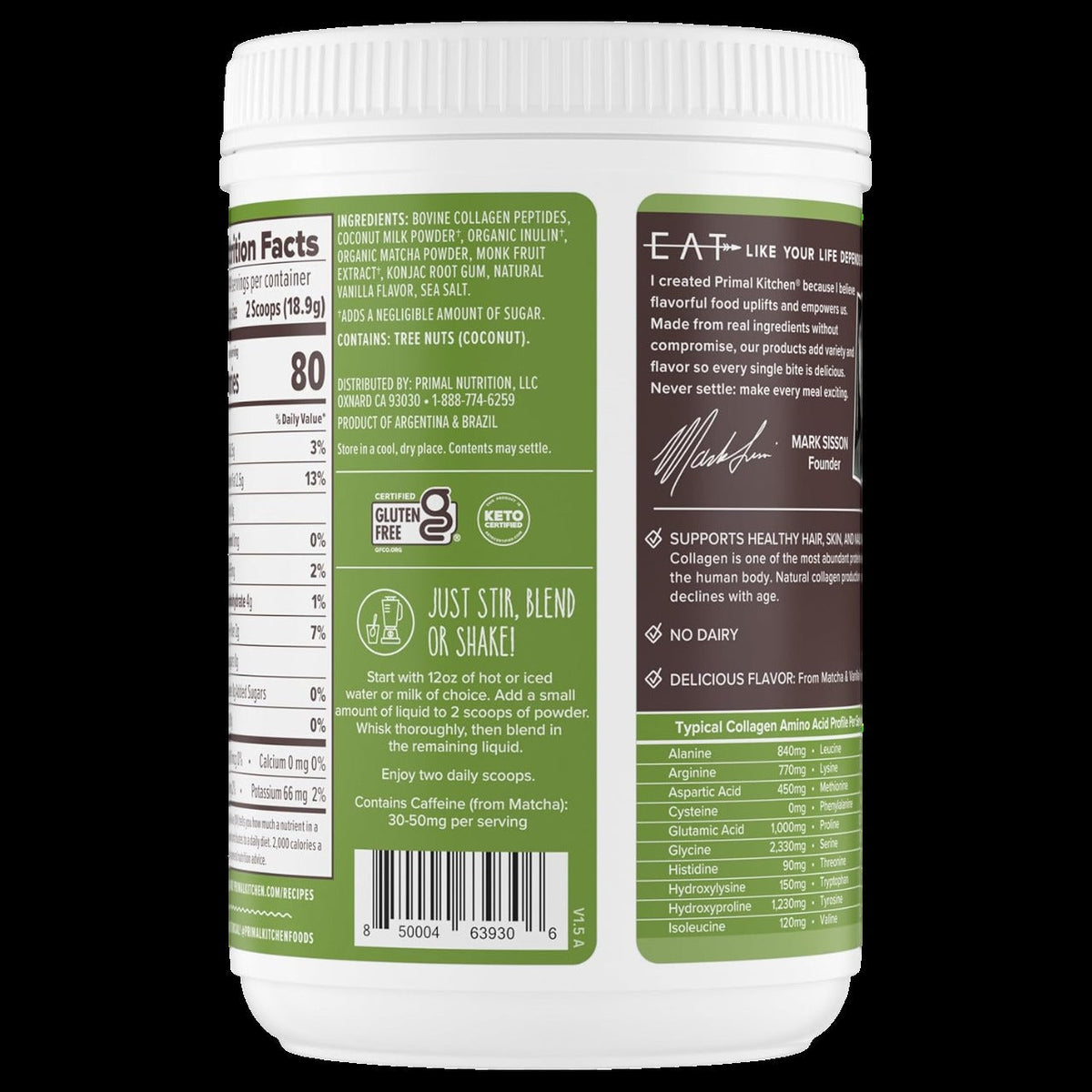 Matcha Collagen Keto Latte Drink Mix