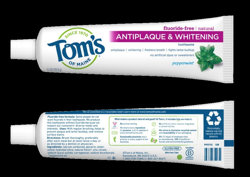 Antiplaque and Whitening Peppermint Natural Toothpaste