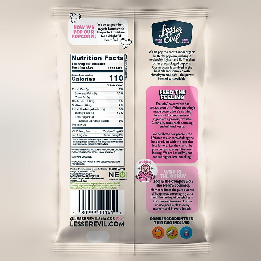 Organic Popcorn No Cheese Cheesiness (18 Pack)