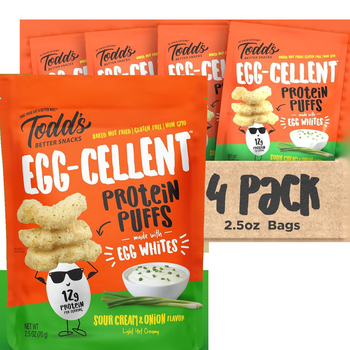 Egg-Cellent Protein Puffs - Sour Cream & Onion (4 CT)