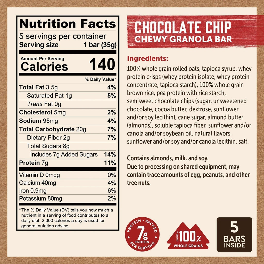 Chocolate Chip Chewy Granola Bars