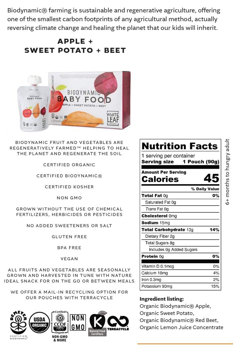 Apple, Sweet Potato, and Beet Baby Food Pouches (6 CT)