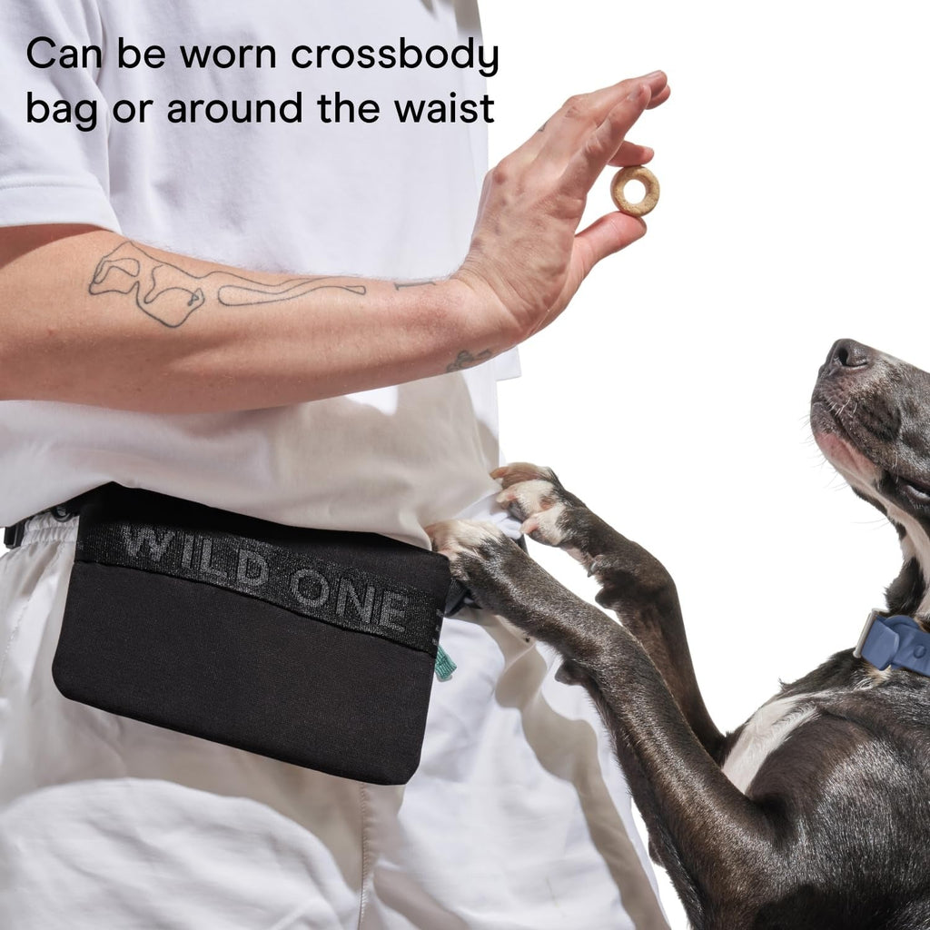 Recycled Knit Dog Treat Pouch - Black