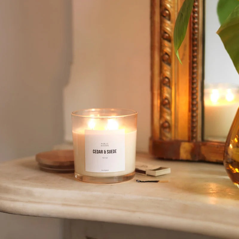 Cedar & Suede Soy Candle Wooden Lid