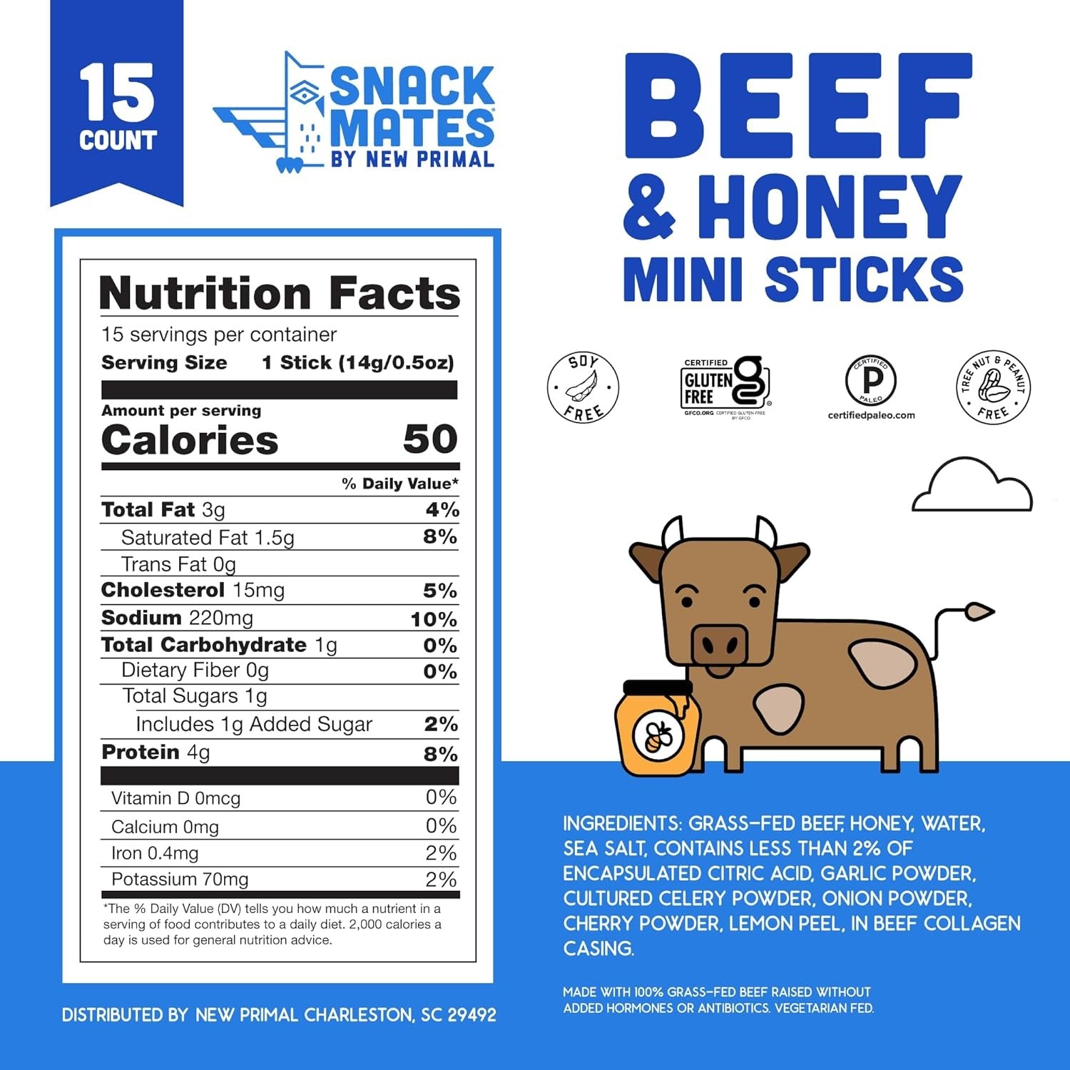 Snack Mates Beef & Honey Mini Sticks (15 CT)
