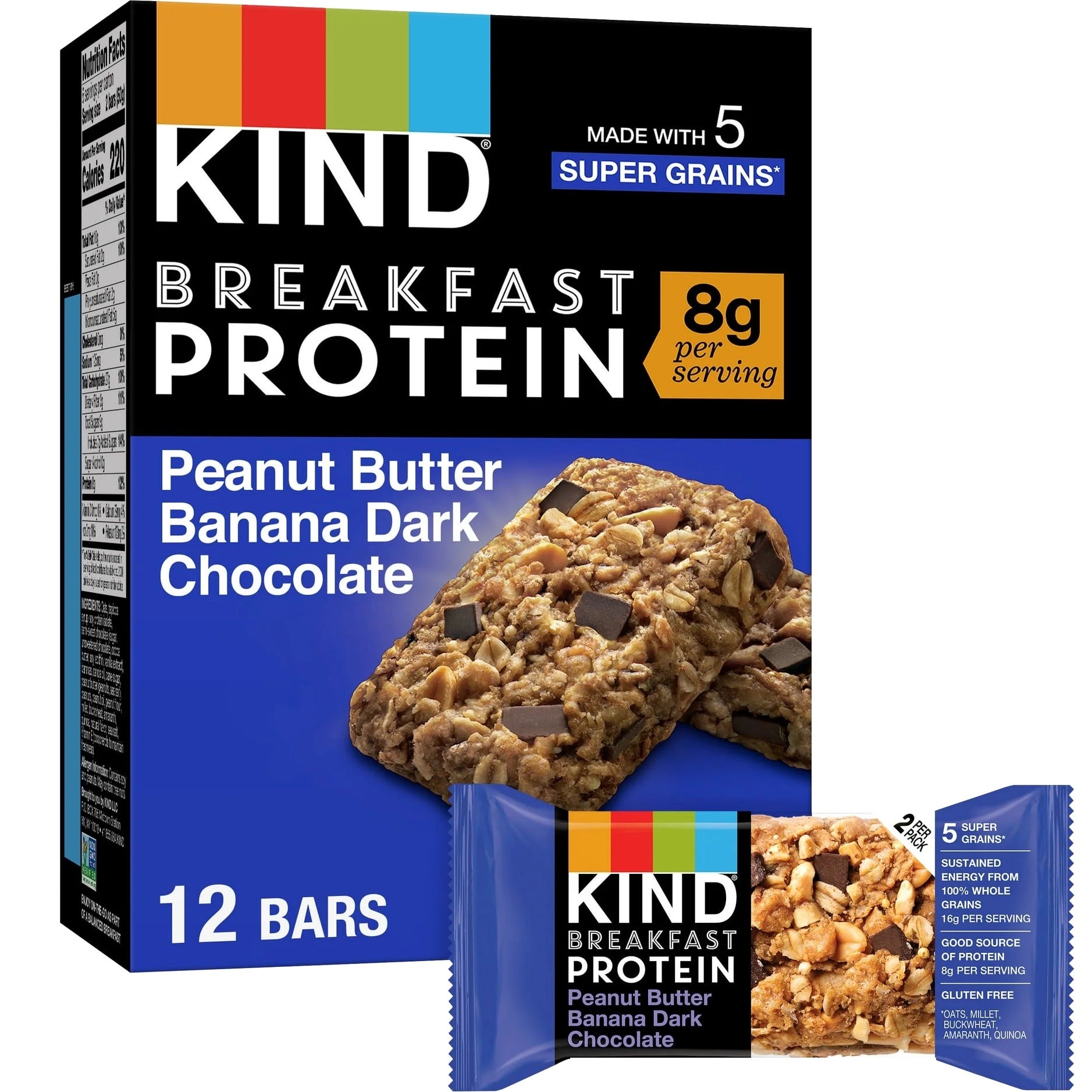 Peanut Butter Banana Dark Chocolate Protein Bars (12 CT)