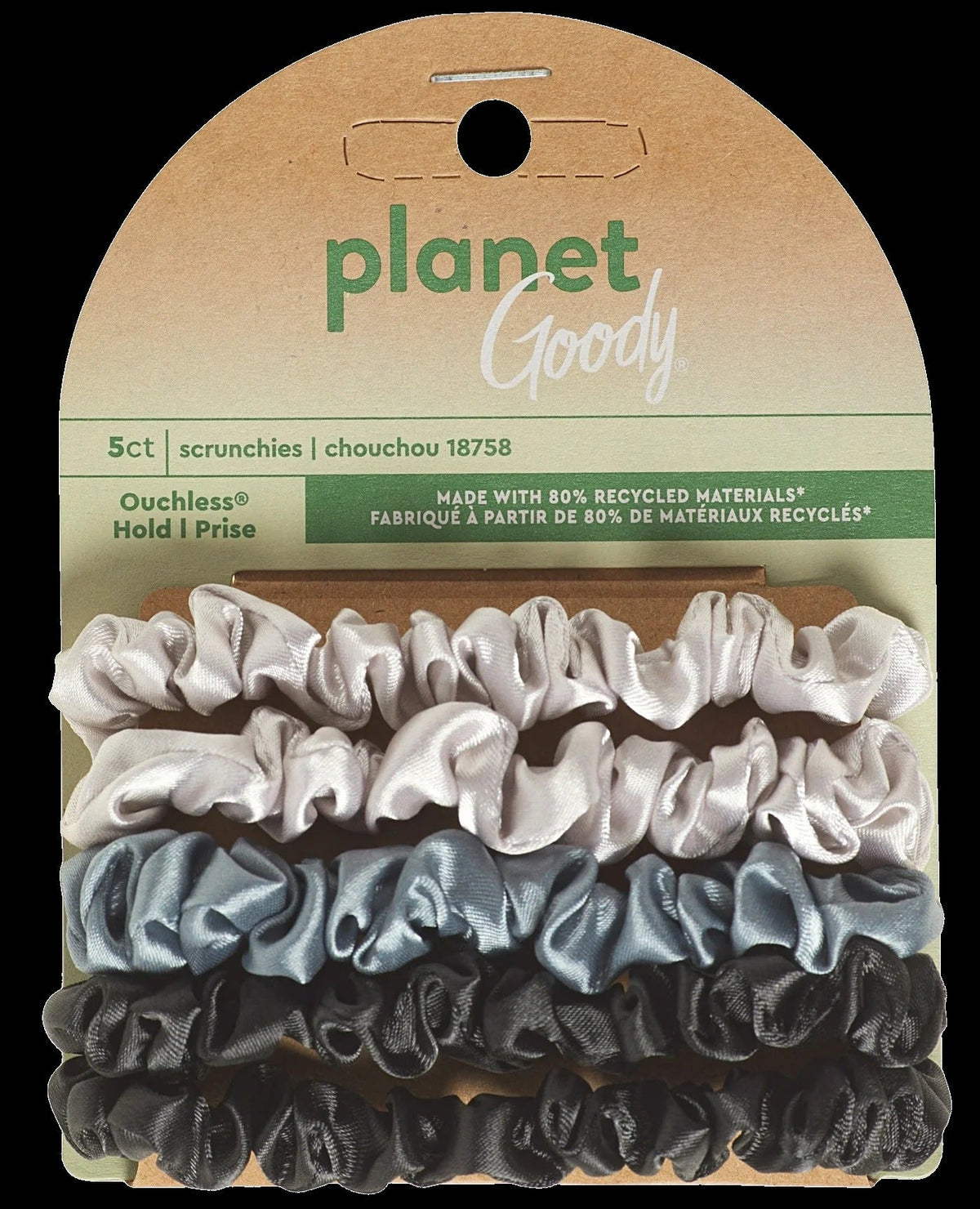 Satin Skinny Scrunchies Greys (5 CT)