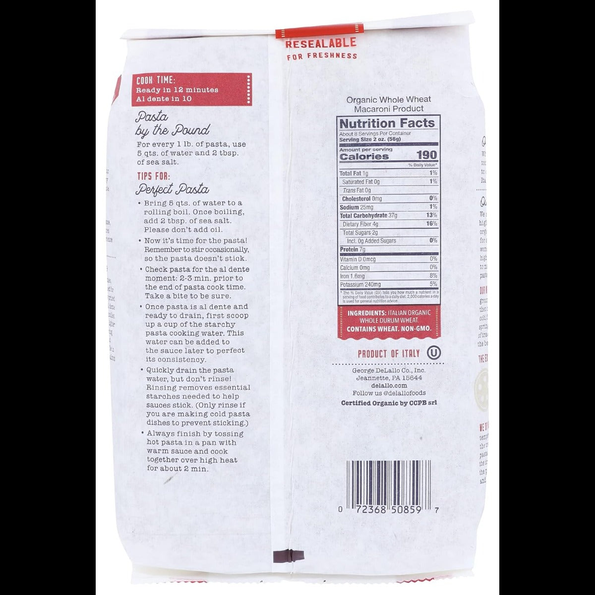 Organic Whole Wheat Farfalle Pasta