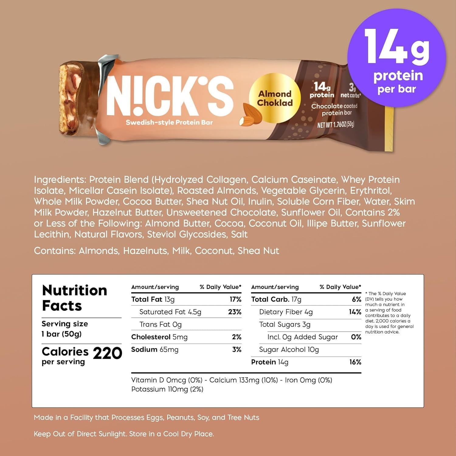 Almond Choklad Swedish-Style Protein Bar (12 CT)