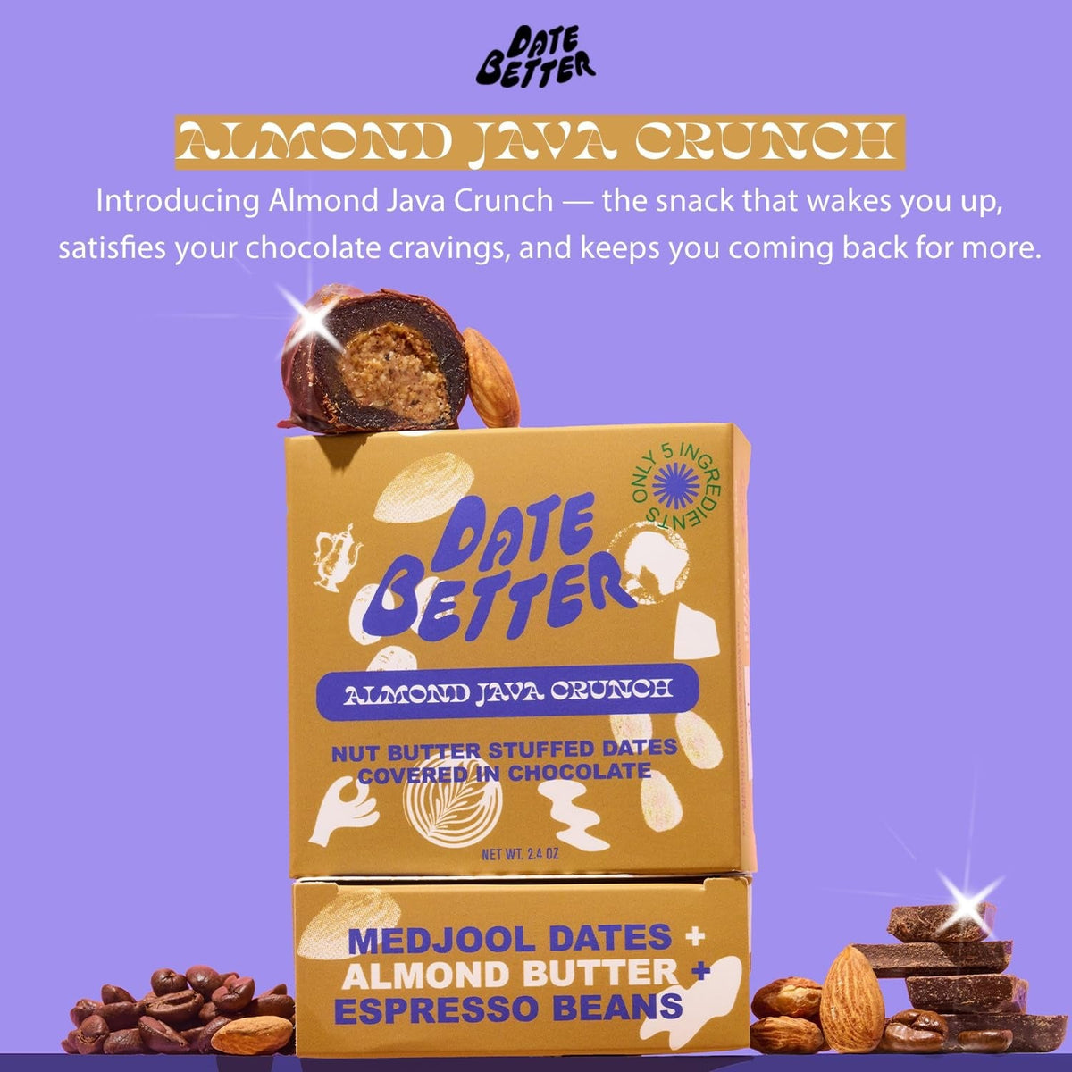 Almond Java Crunch Stuffed Dates