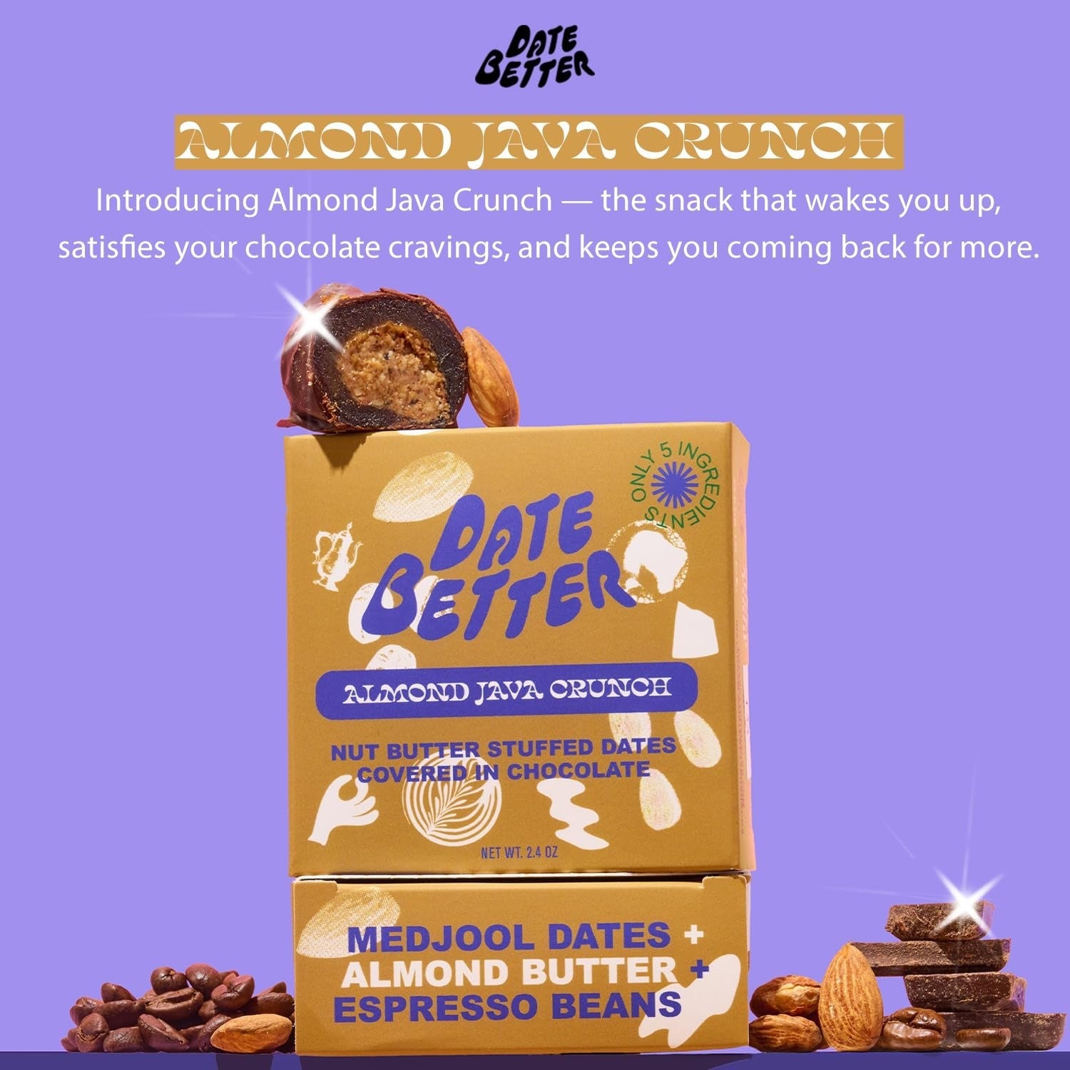 Almond Java Crunch Stuffed Dates