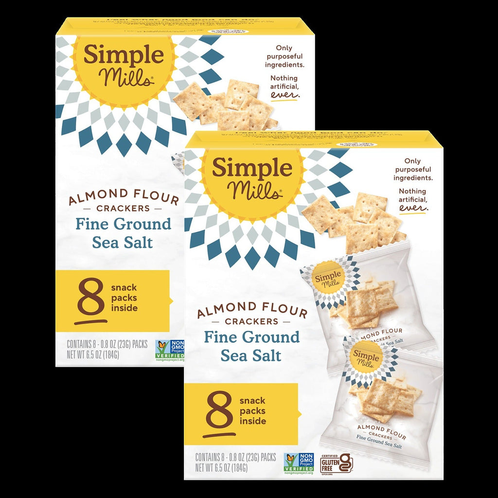 Almond Flour Crackers - Fine Ground Sea Salt Snack Pack (8 CT) (2 Pack)