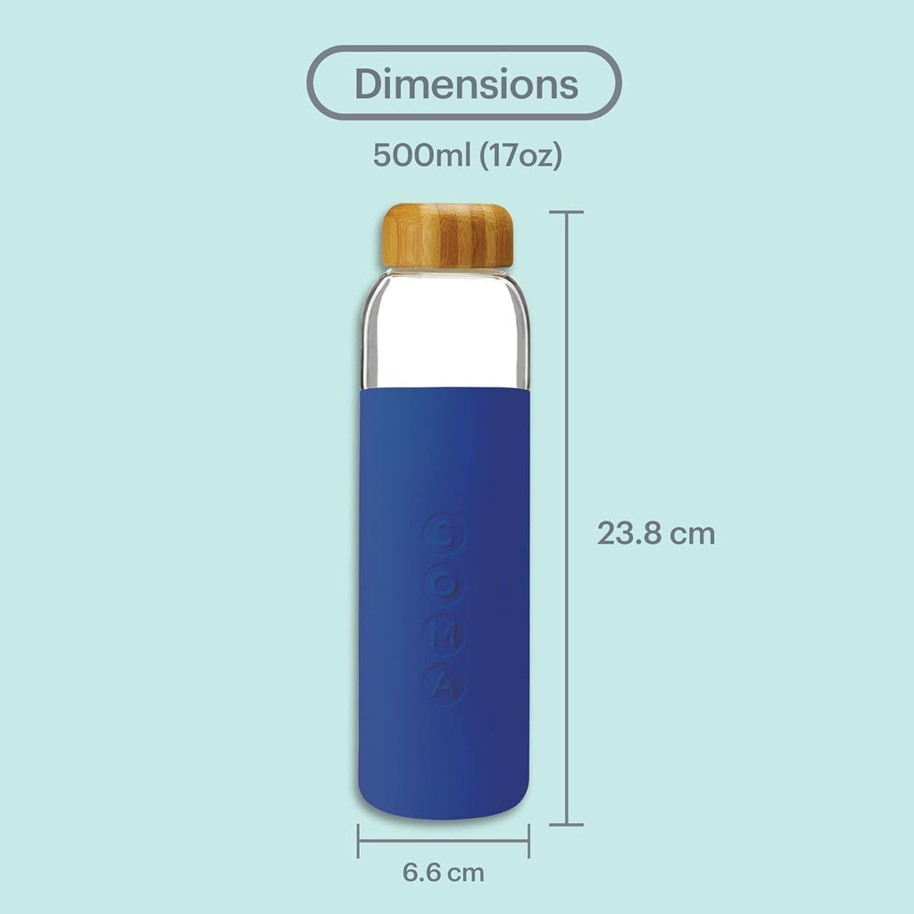 17oz Glass Water Bottle with Silicone Sleeve - Sapphire