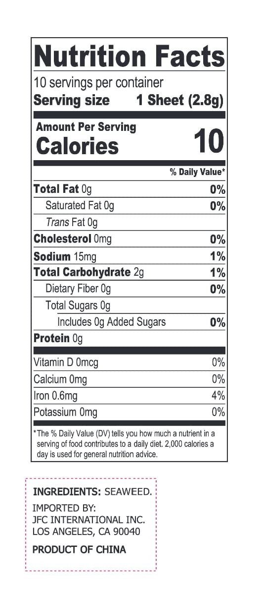 Sushi Nori Roasted Seaweed (10 CT)