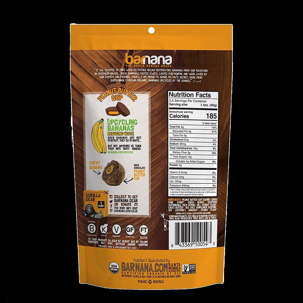 Organic Dark Chocolate Peanut Butter Cup Chewy Banana Bites